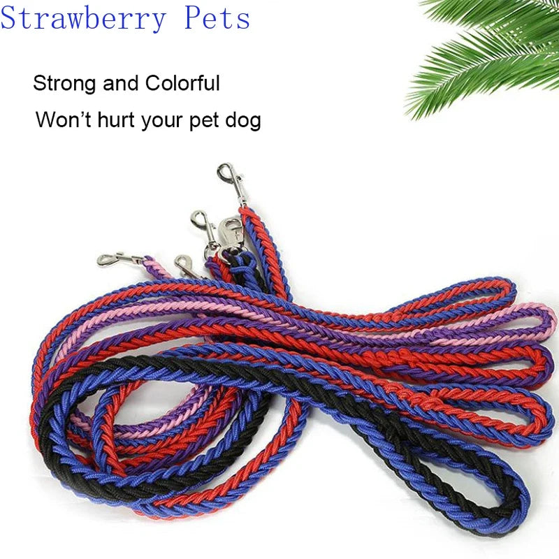 130Cm L/XL Super Strong Coarse Nylon Dog Leash Army Green Canvas Double Row Adjustable Dog Collar for Medium Large Dogs