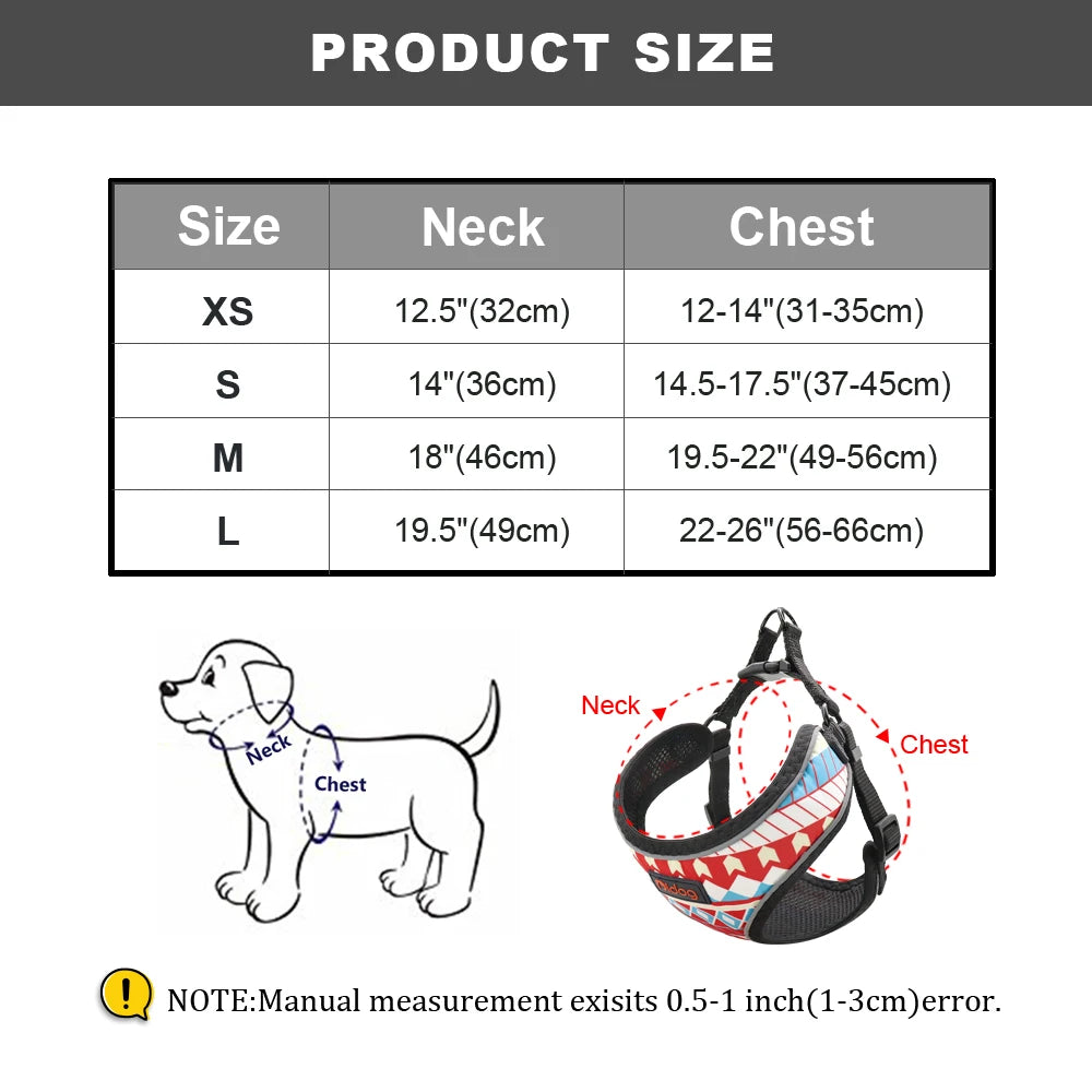 Nylon Reflective Dog Cat Harness Vest Printed French Bulldog Harness Puppy Small Medium Dogs Cats Harness for Chihuahua Walking