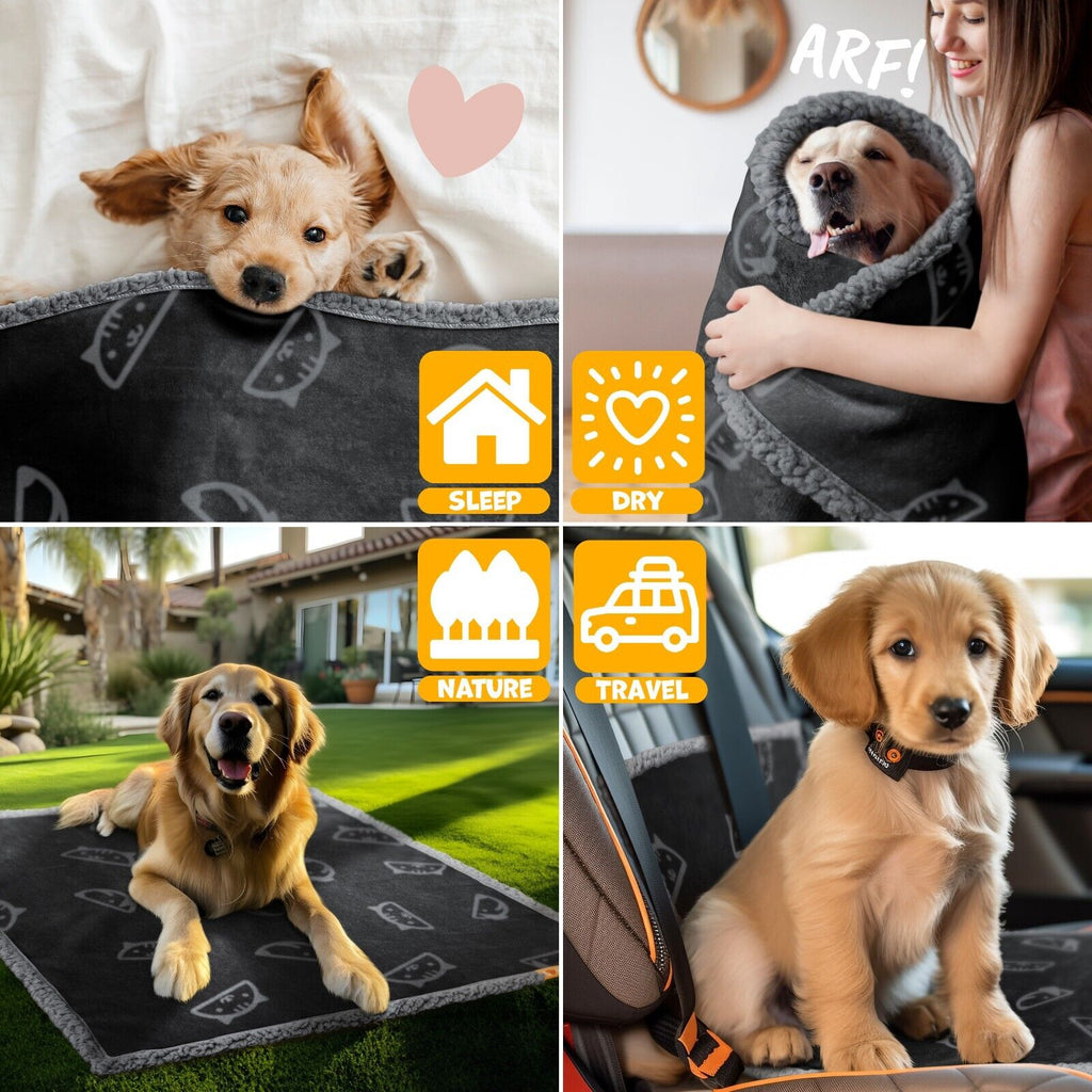LOVPET® Hunde Decke Wasserdicht Haustier Trockenbett Fleece, 3X Spielzeugknoch