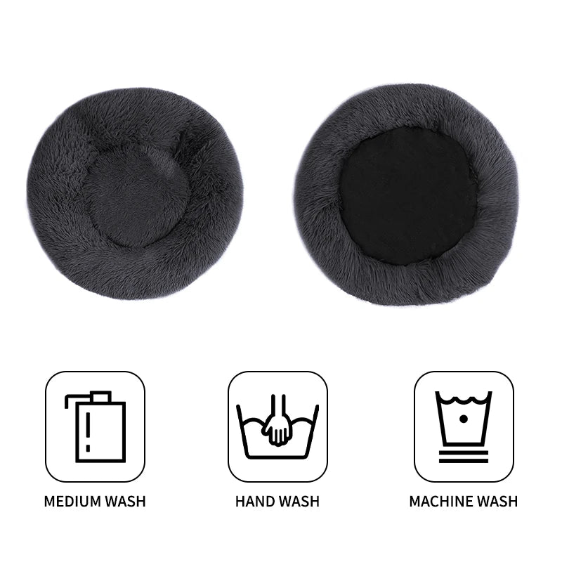 Pet Dog Bed Super Soft Long Plush Donut round Dog Kennel Comfortable Fluffy Cushion Mat Winter Warm for Dog Cat House Accessory