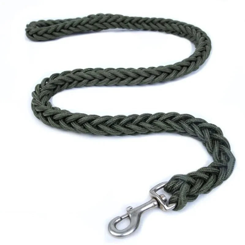 130Cm L/XL Super Strong Coarse Nylon Dog Leash Army Green Canvas Double Row Adjustable Dog Collar for Medium Large Dogs