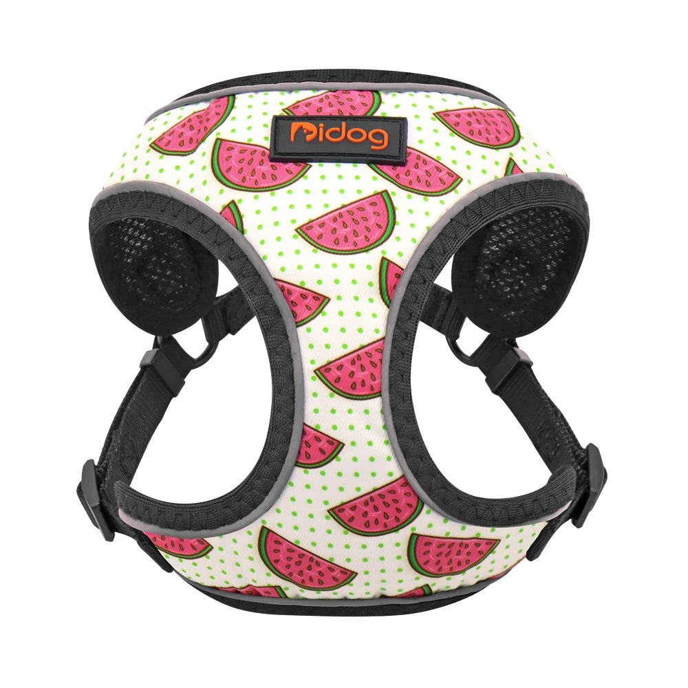 Nylon Reflective Dog Cat Harness Vest Printed French Bulldog Harness Puppy Small Medium Dogs Cats Harness for Chihuahua Walking