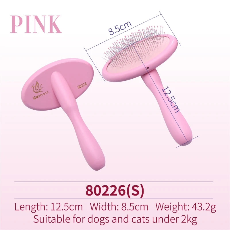 Fenice Pet Hair Brush Massage Handle Comb for Dog Cat Grooming Pet Hair Cleaning Tool