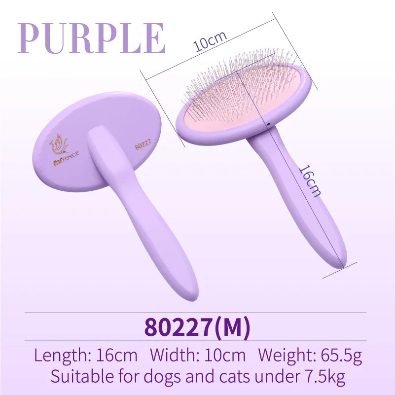 Fenice Pet Hair Brush Massage Handle Comb for Dog Cat Grooming Pet Hair Cleaning Tool