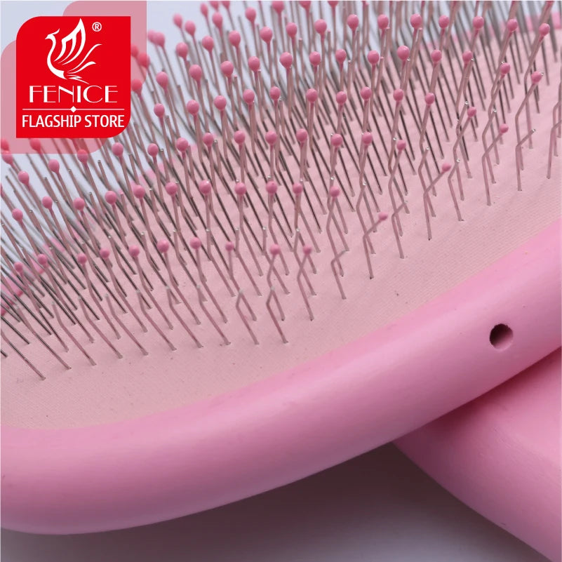 Fenice Pet Hair Brush Massage Handle Comb for Dog Cat Grooming Pet Hair Cleaning Tool