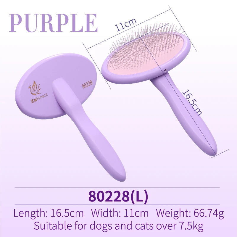 Fenice Pet Hair Brush Massage Handle Comb for Dog Cat Grooming Pet Hair Cleaning Tool
