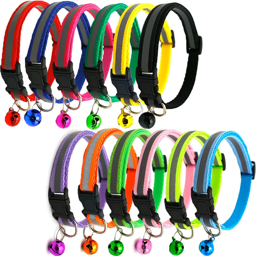 Reflective Nylon Dog Collar Night Safety Flashing Light up Adjustable Dog Leash Pet Collar for Cats and Small Dogs Pet Supplies
