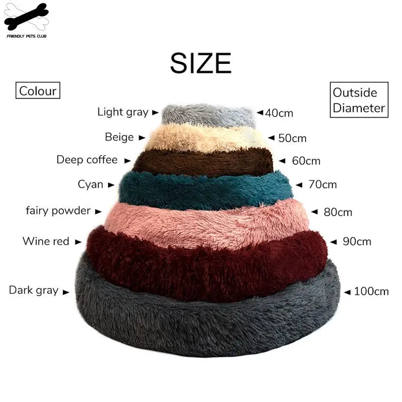 Pet Dog Bed Super Soft Long Plush Donut round Dog Kennel Comfortable Fluffy Cushion Mat Winter Warm for Dog Cat House Accessory