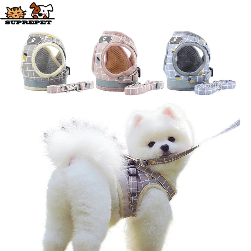 Pet Dog Cat Harness with Leash Nylon Adjustable Kitten Puppy Harness Belt Comfortable Small Dog Harness and Leash Set