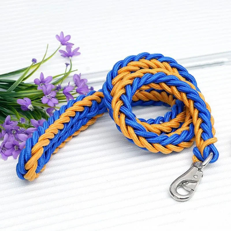 130Cm L/XL Super Strong Coarse Nylon Dog Leash Army Green Canvas Double Row Adjustable Dog Collar for Medium Large Dogs