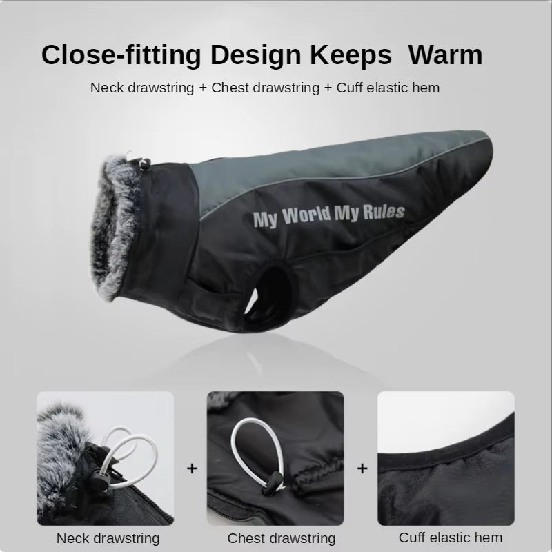 Clothes for Large Dogs Waterproof Big Dog Vest Jacket Autumn Winter Warm Fur Collar Pet Dog Coat for French Bulldog Wilma Dog