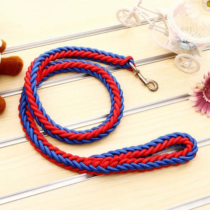 130Cm L/XL Super Strong Coarse Nylon Dog Leash Army Green Canvas Double Row Adjustable Dog Collar for Medium Large Dogs