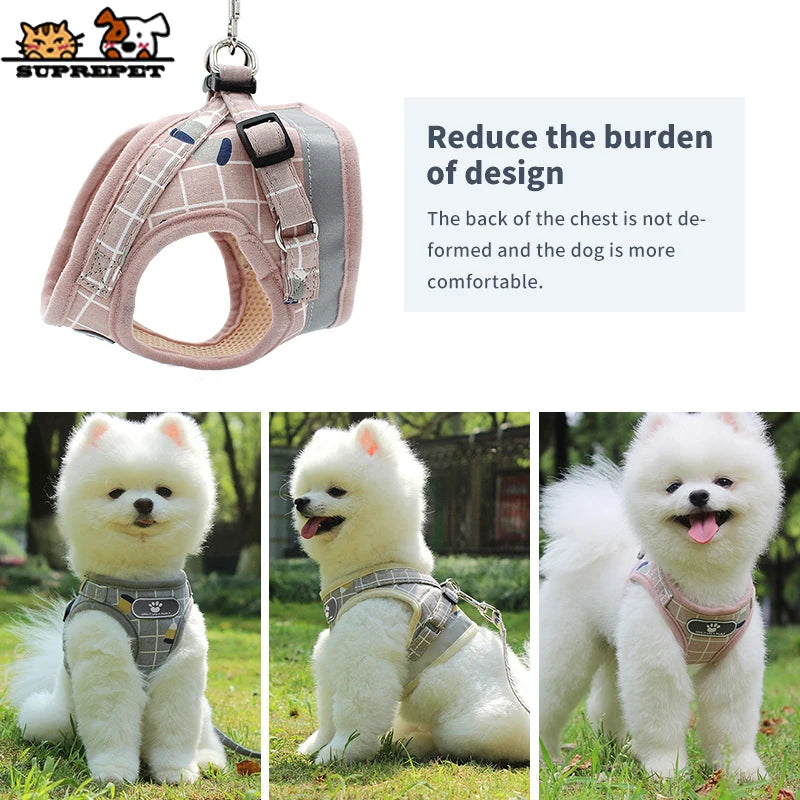 Pet Dog Cat Harness with Leash Nylon Adjustable Kitten Puppy Harness Belt Comfortable Small Dog Harness and Leash Set