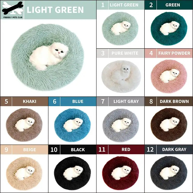 Pet Dog Bed Super Soft Long Plush Donut round Dog Kennel Comfortable Fluffy Cushion Mat Winter Warm for Dog Cat House Accessory