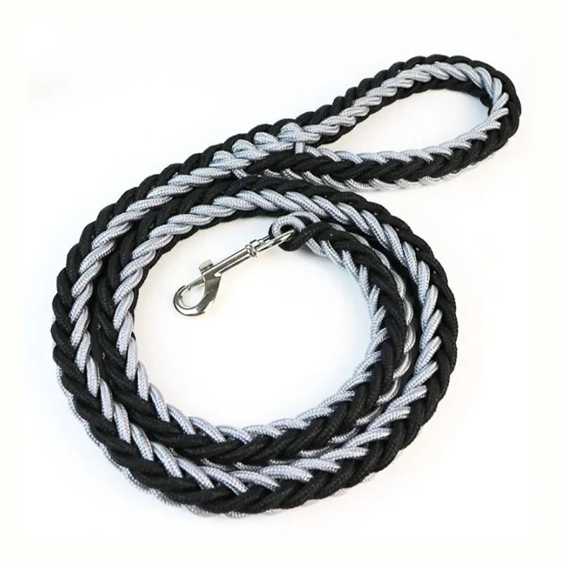 130Cm L/XL Super Strong Coarse Nylon Dog Leash Army Green Canvas Double Row Adjustable Dog Collar for Medium Large Dogs