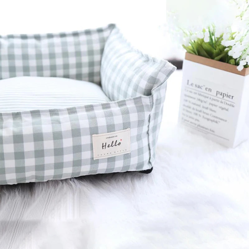 Soft Warm Pet Dog Bed Cat Bed Removable Washable Cotton Linen Nest Small Medium Large Dogs Comfortable Sleeping Mat Pet Supplies