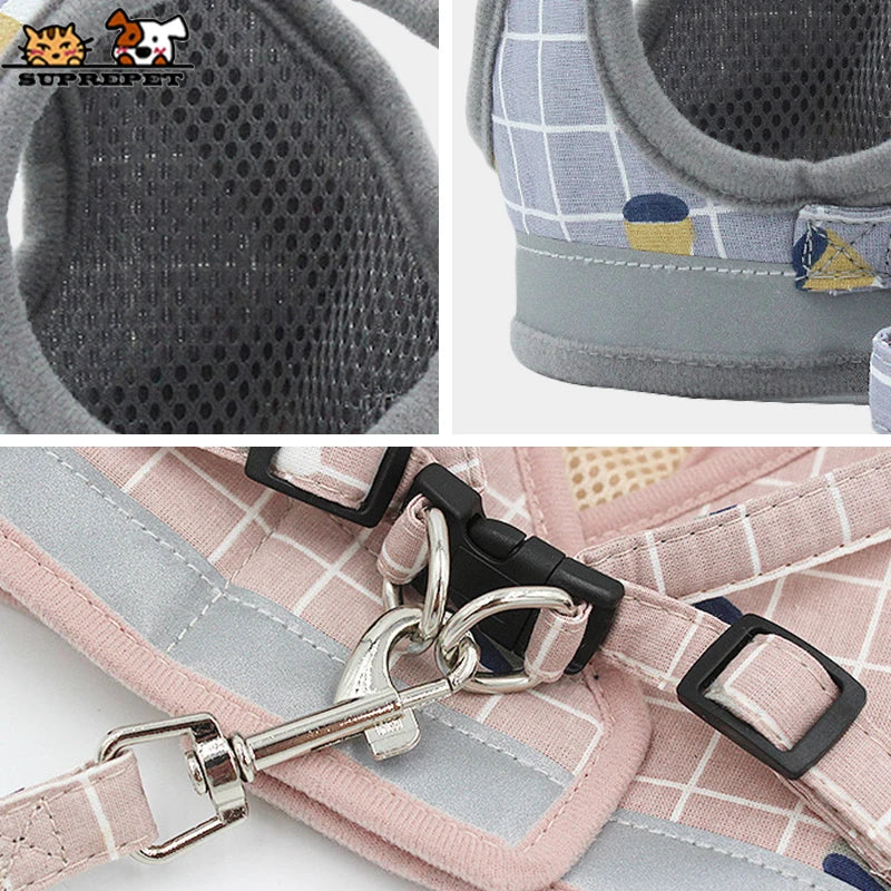 Pet Dog Cat Harness with Leash Nylon Adjustable Kitten Puppy Harness Belt Comfortable Small Dog Harness and Leash Set