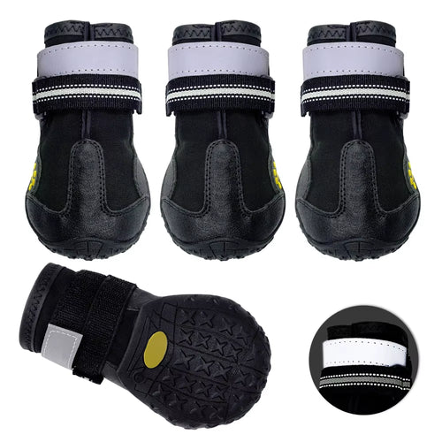 4Pcs/Set Pet Dog Shoes Reflective Waterproof Dog Boots Warm Snow Rain Pets Booties Anti-Slip Socks Footwear for Medium Large Dog