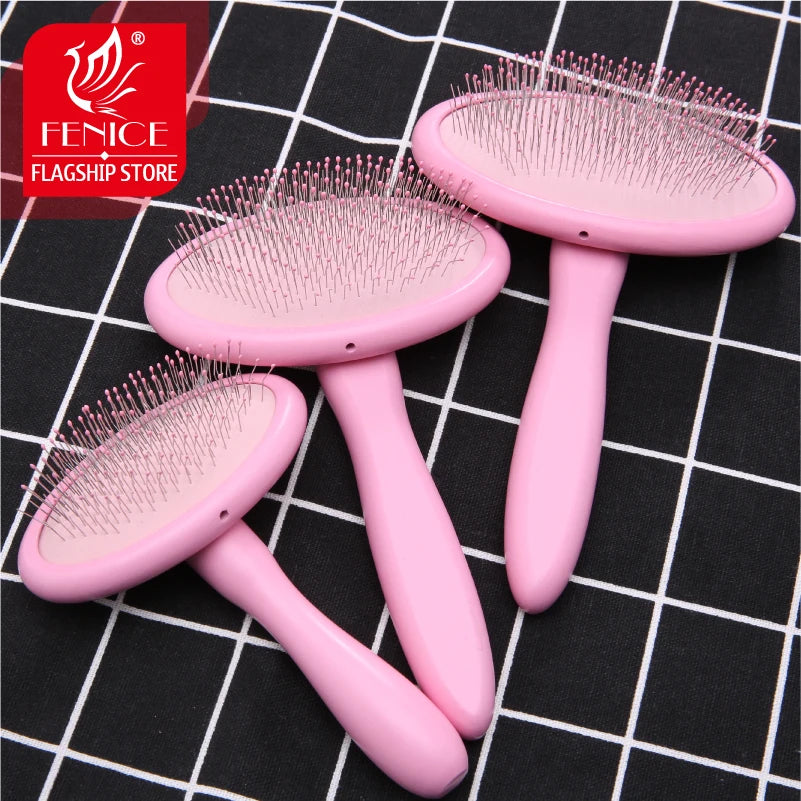 Fenice Pet Hair Brush Massage Handle Comb for Dog Cat Grooming Pet Hair Cleaning Tool