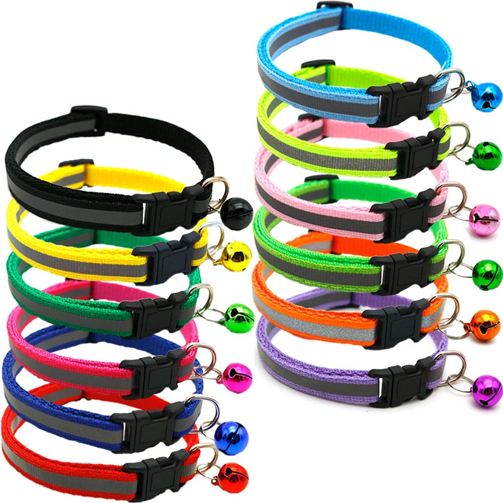Reflective Nylon Dog Collar Night Safety Flashing Light up Adjustable Dog Leash Pet Collar for Cats and Small Dogs Pet Supplies