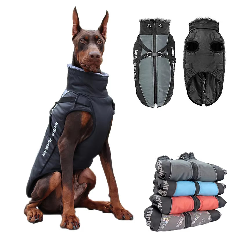 Clothes for Large Dogs Waterproof Big Dog Vest Jacket Autumn Winter Warm Fur Collar Pet Dog Coat for French Bulldog Wilma Dog