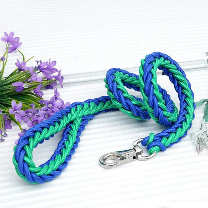 130Cm L/XL Super Strong Coarse Nylon Dog Leash Army Green Canvas Double Row Adjustable Dog Collar for Medium Large Dogs