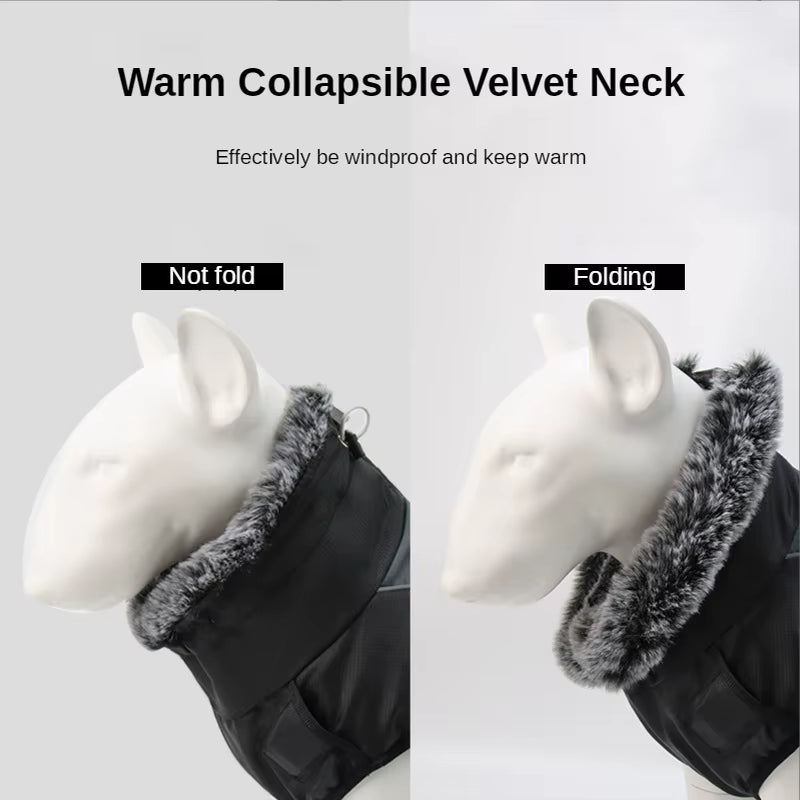 Clothes for Large Dogs Waterproof Big Dog Vest Jacket Autumn Winter Warm Fur Collar Pet Dog Coat for French Bulldog Wilma Dog