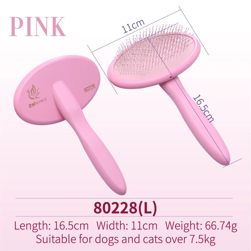 Fenice Pet Hair Brush Massage Handle Comb for Dog Cat Grooming Pet Hair Cleaning Tool