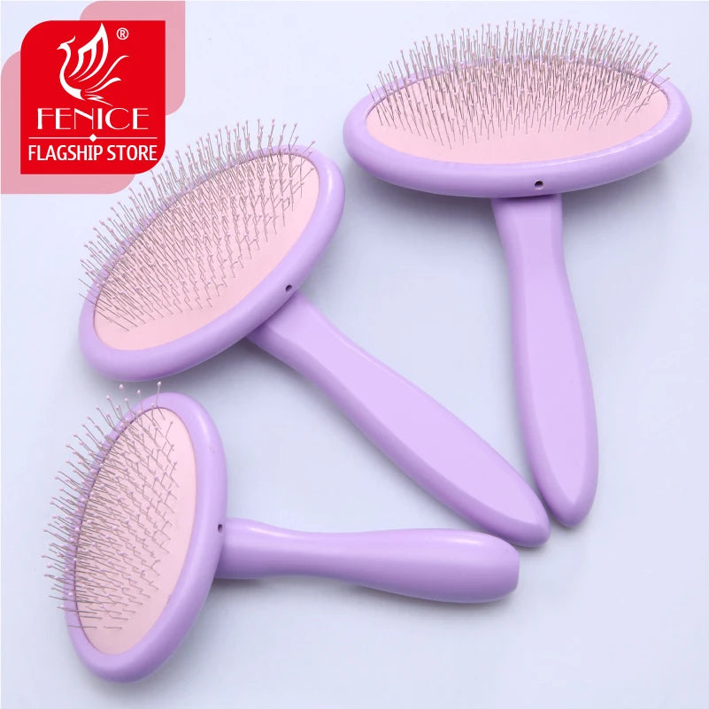 Fenice Pet Hair Brush Massage Handle Comb for Dog Cat Grooming Pet Hair Cleaning Tool