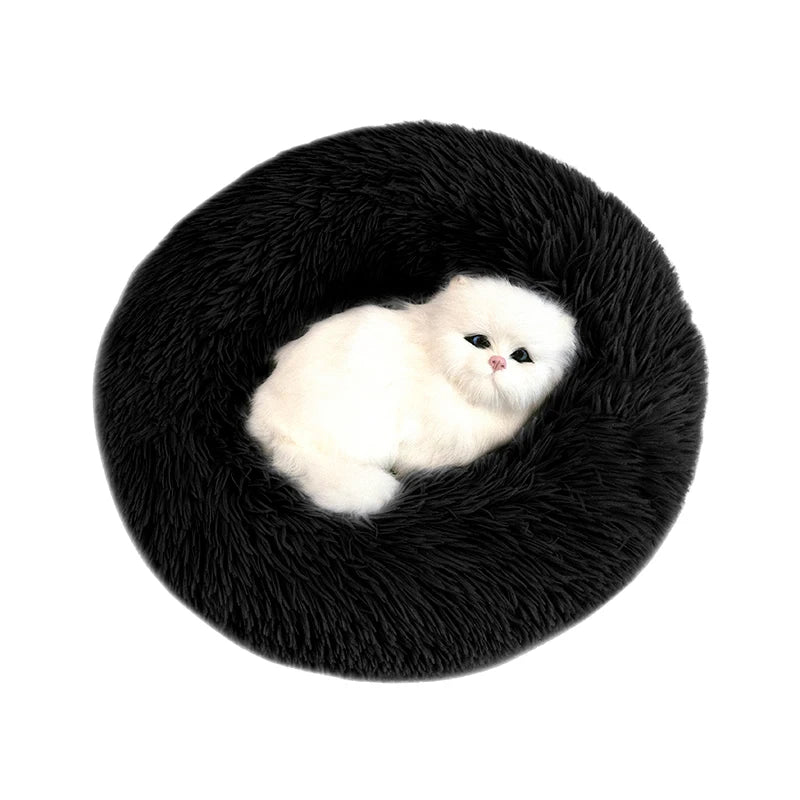 Pet Dog Bed Super Soft Long Plush Donut round Dog Kennel Comfortable Fluffy Cushion Mat Winter Warm for Dog Cat House Accessory